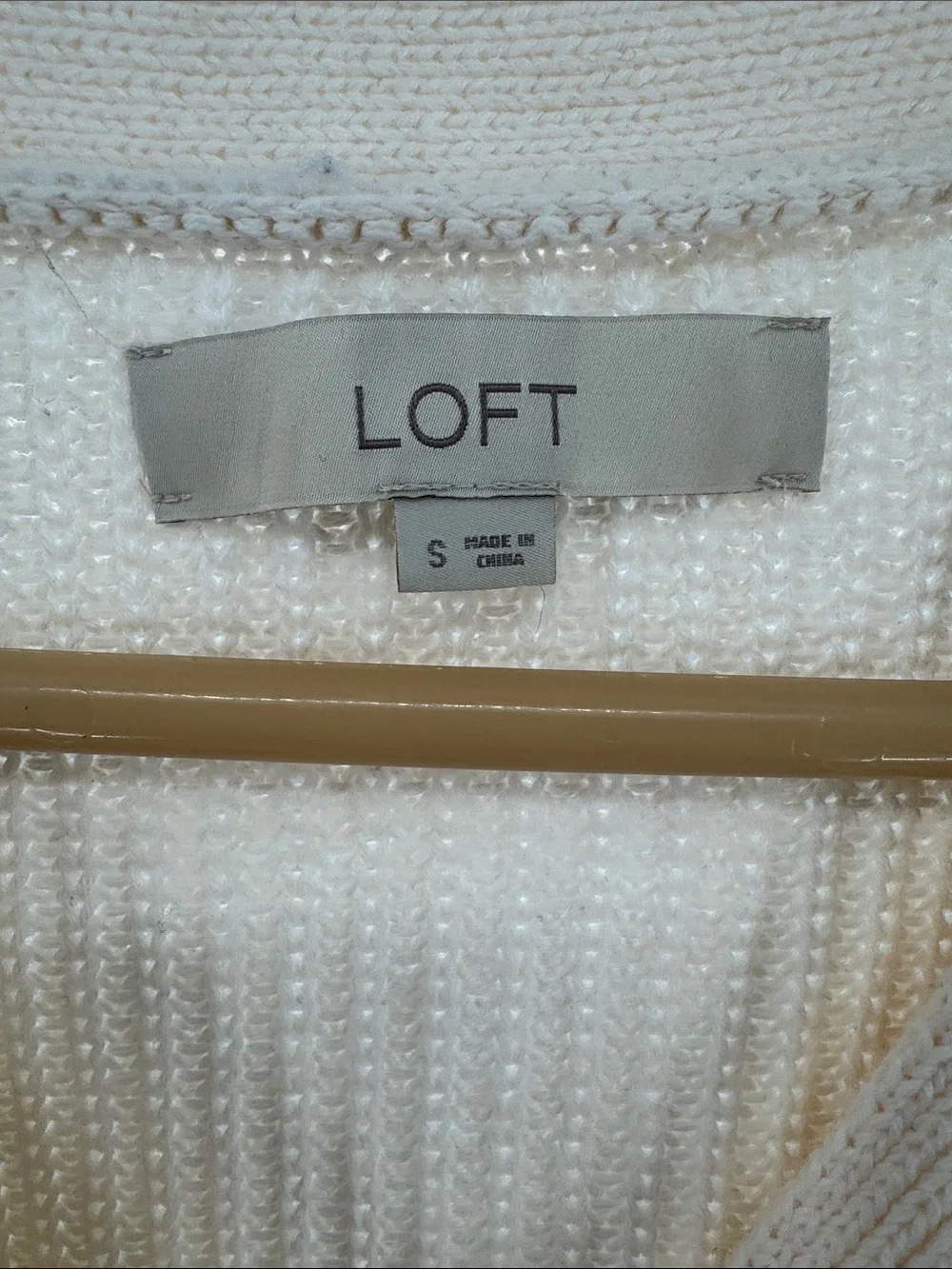 LOFT Cream Ribbed slouchy cropped cardigan S cotton casual fall winter neutral